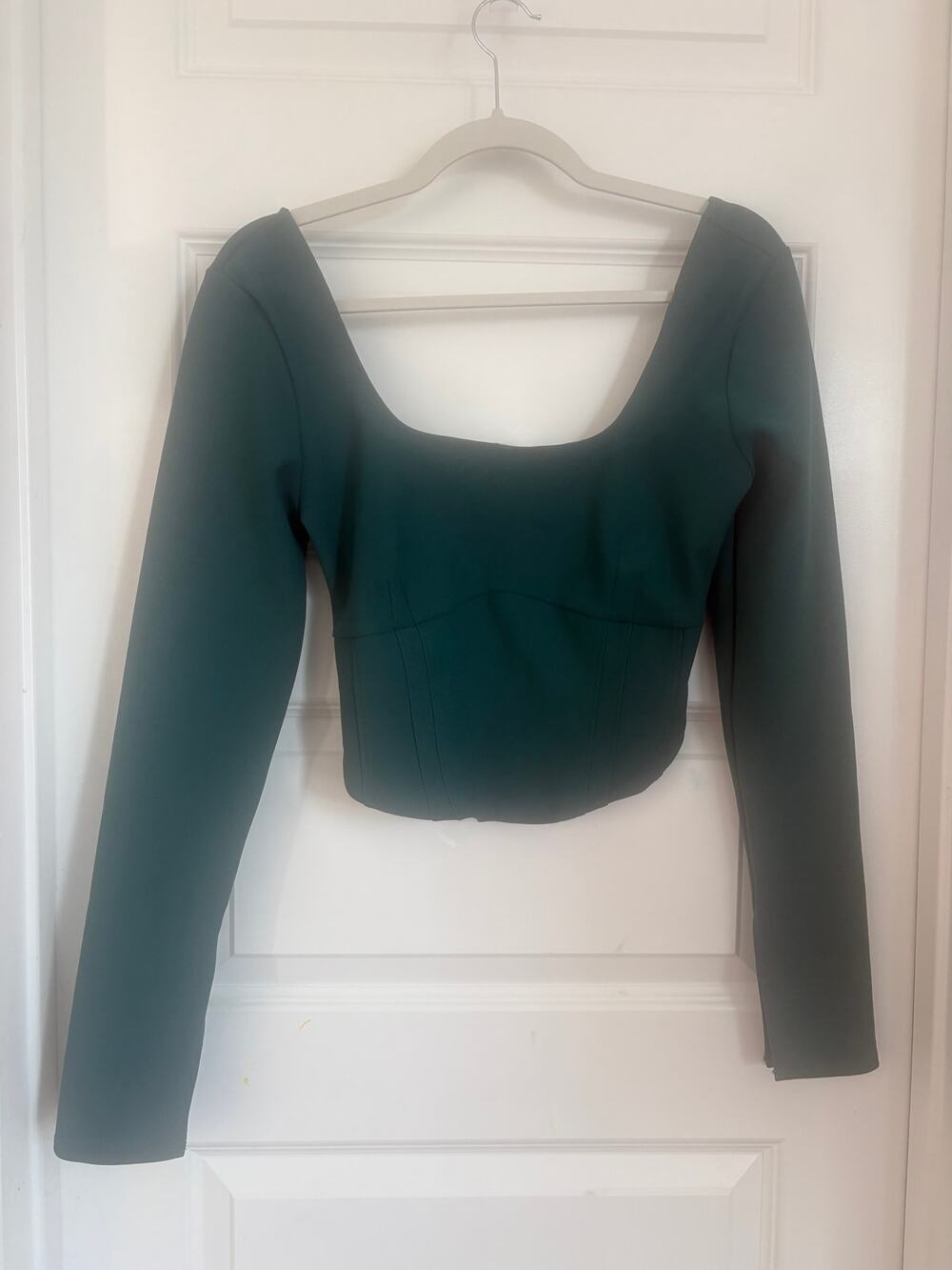 Abercrombie & Fitch Square Neck Corset-Style Long Sleeve Top